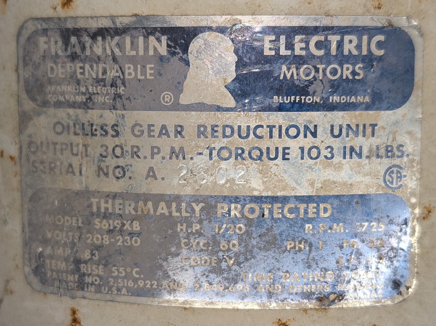 Franklin Agitator Motor