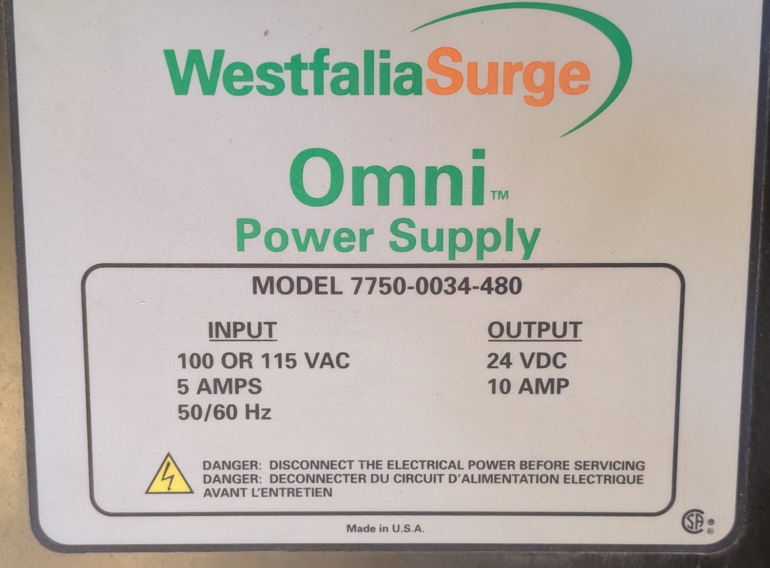 Power Supply for Omni Optic 500