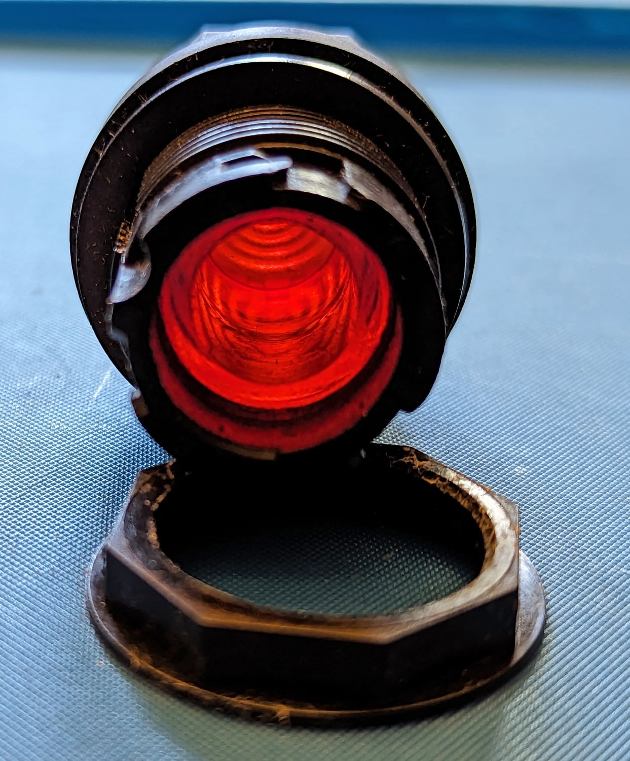 Push Button, Red 6 close up