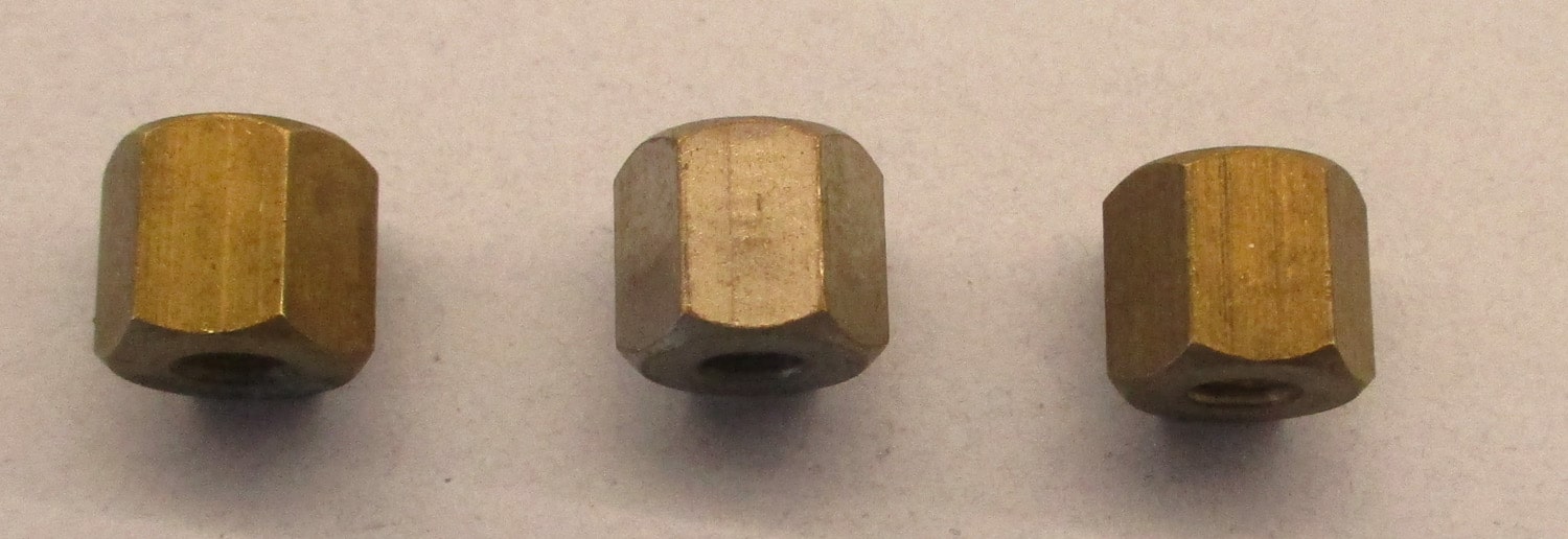Nut, Brass Compression, for 3/16" OD tubing, pkg of 3 6 Comp. Nut for 3/16" OD tubing