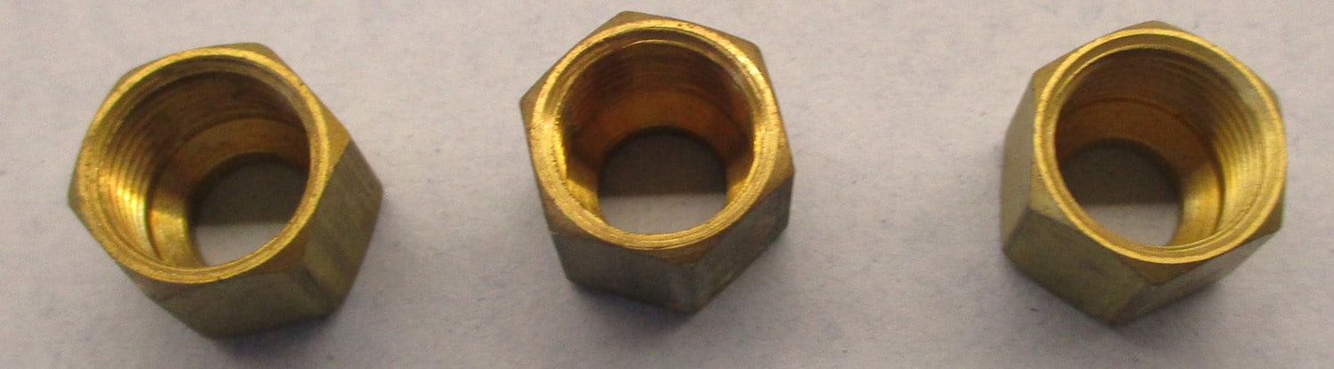 Nut, Brass Compression, for 5/16" OD tubing, pkg of 3 4 Comp. Nut for 5/16" OD tubing