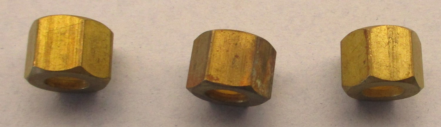 Nut, Brass Compression, for 5/16" OD tubing, pkg of 3 6 Comp. Nut for 5/16" OD tubing