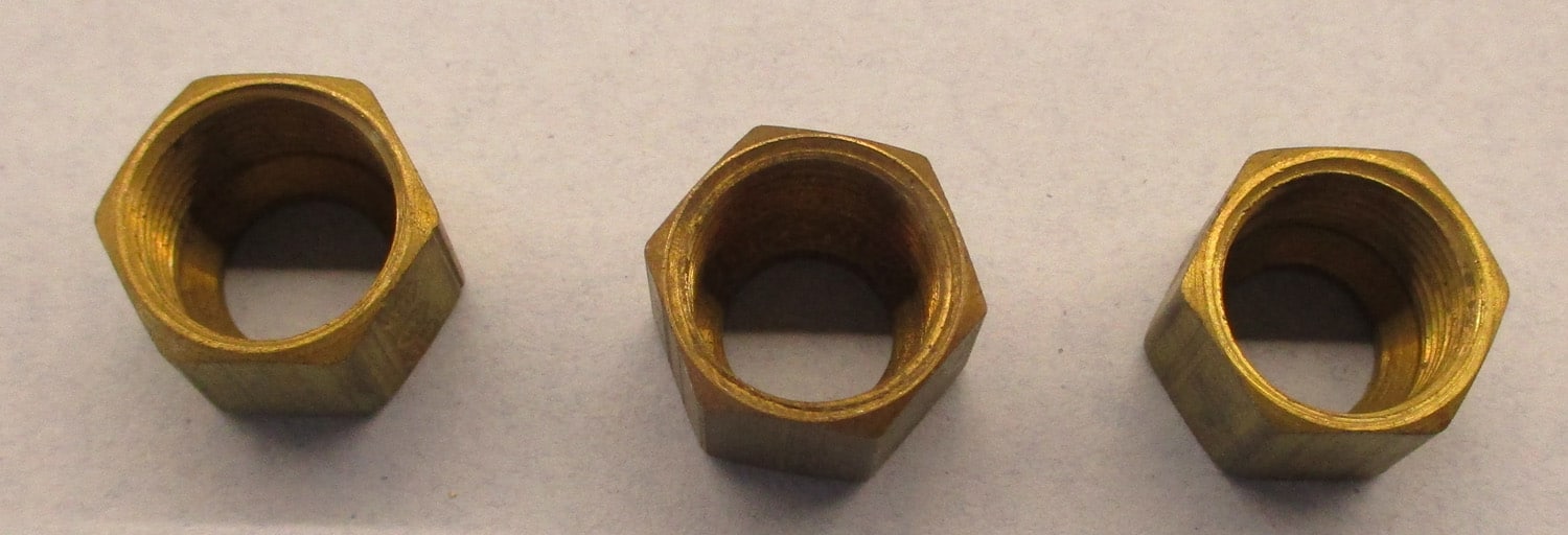 Nut, Brass Compression, for 3/8" OD tubing, pkg of 3 5 Comp. Nut for 3/8" OD tubing