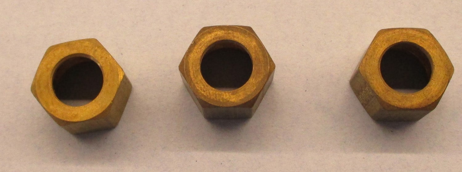 Nut, Brass Compression, for 3/8" OD tubing, pkg of 3 4 Comp. Nut for 3/8" OD tubing
