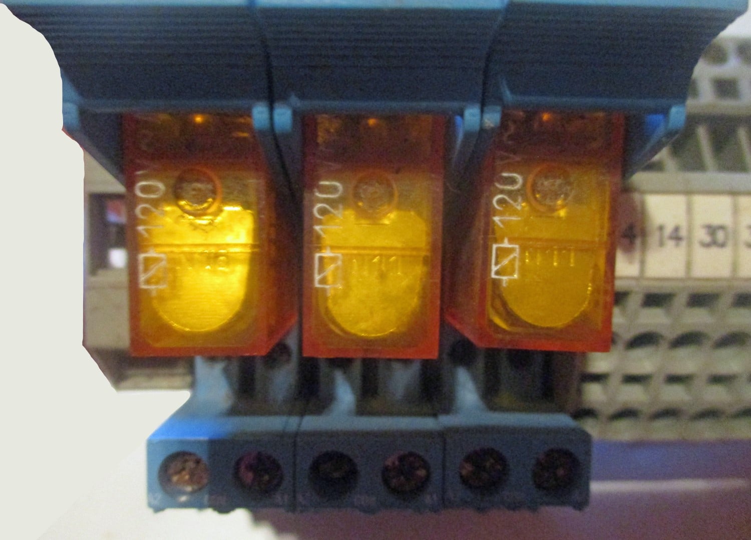 Terminal Block for Navigator w/Din Rail, Spare Parts & 120VAC Relays 8 close up
