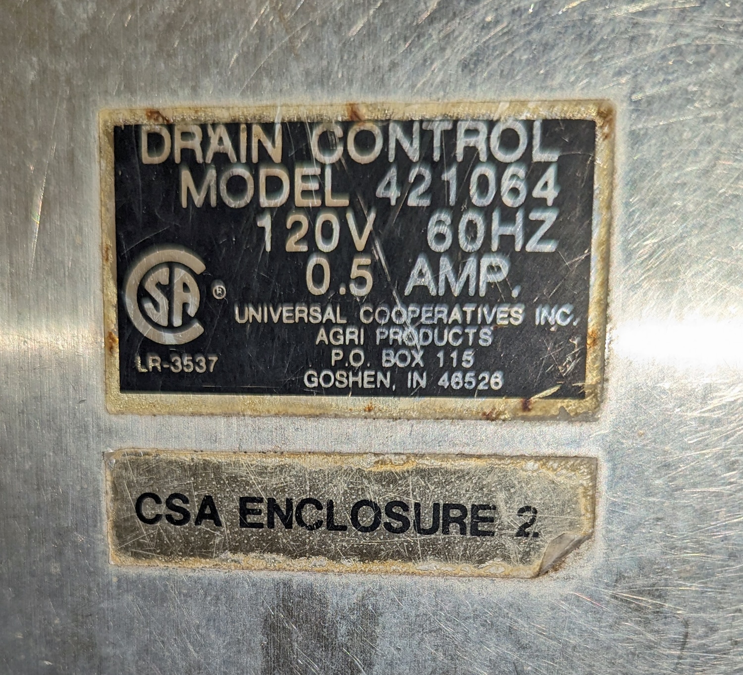 Control, Drain, 120V - 60Hz - .5Amps 9 close up