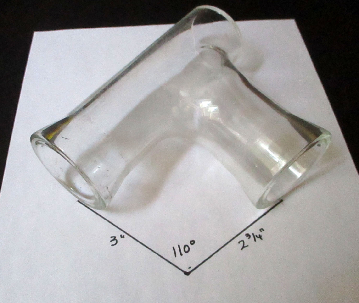Tee, Special, 1 1/2" Glass, 5 9/16"L 8 Y Glass 1 1/2" Surge 27799 5 9/16"L