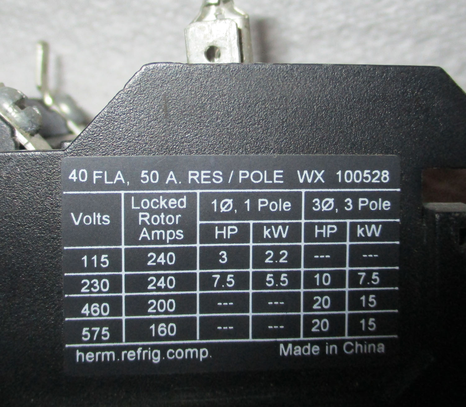 Contactor 3 Pole Defined Purpose 40Amp 115-575V 3-20Hp