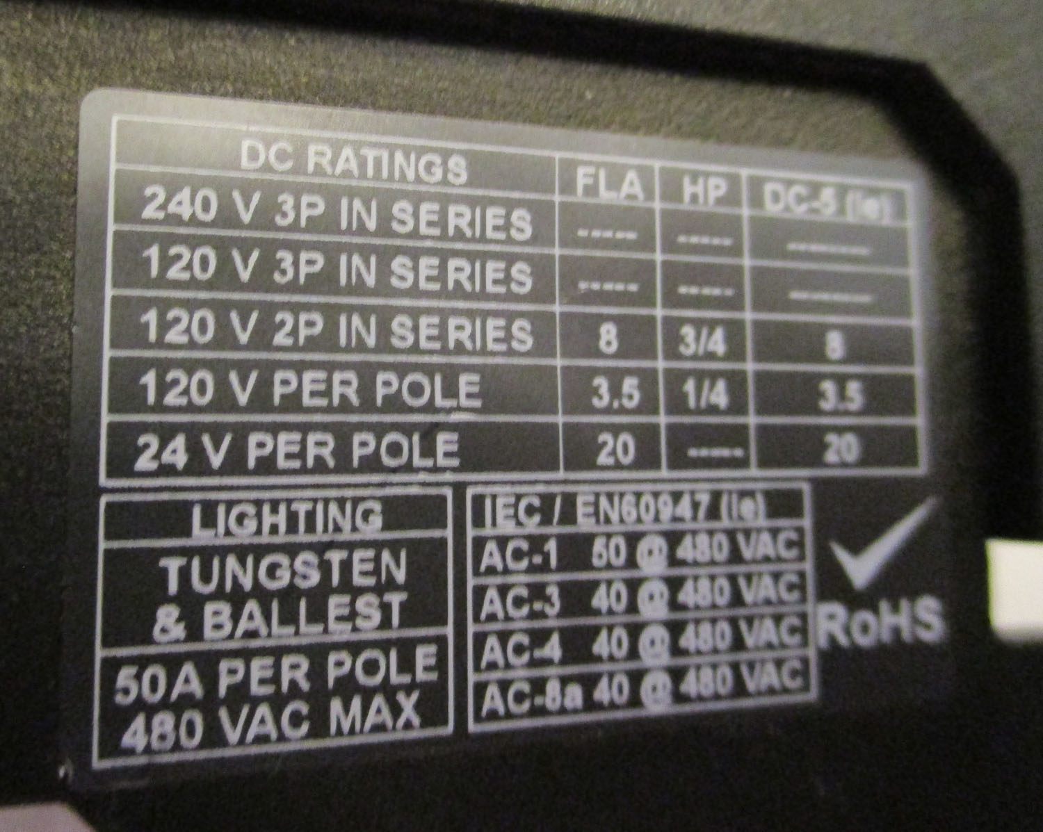 Contactor 3 Pole Defined Purpose 40Amp 115-575V 3-20Hp