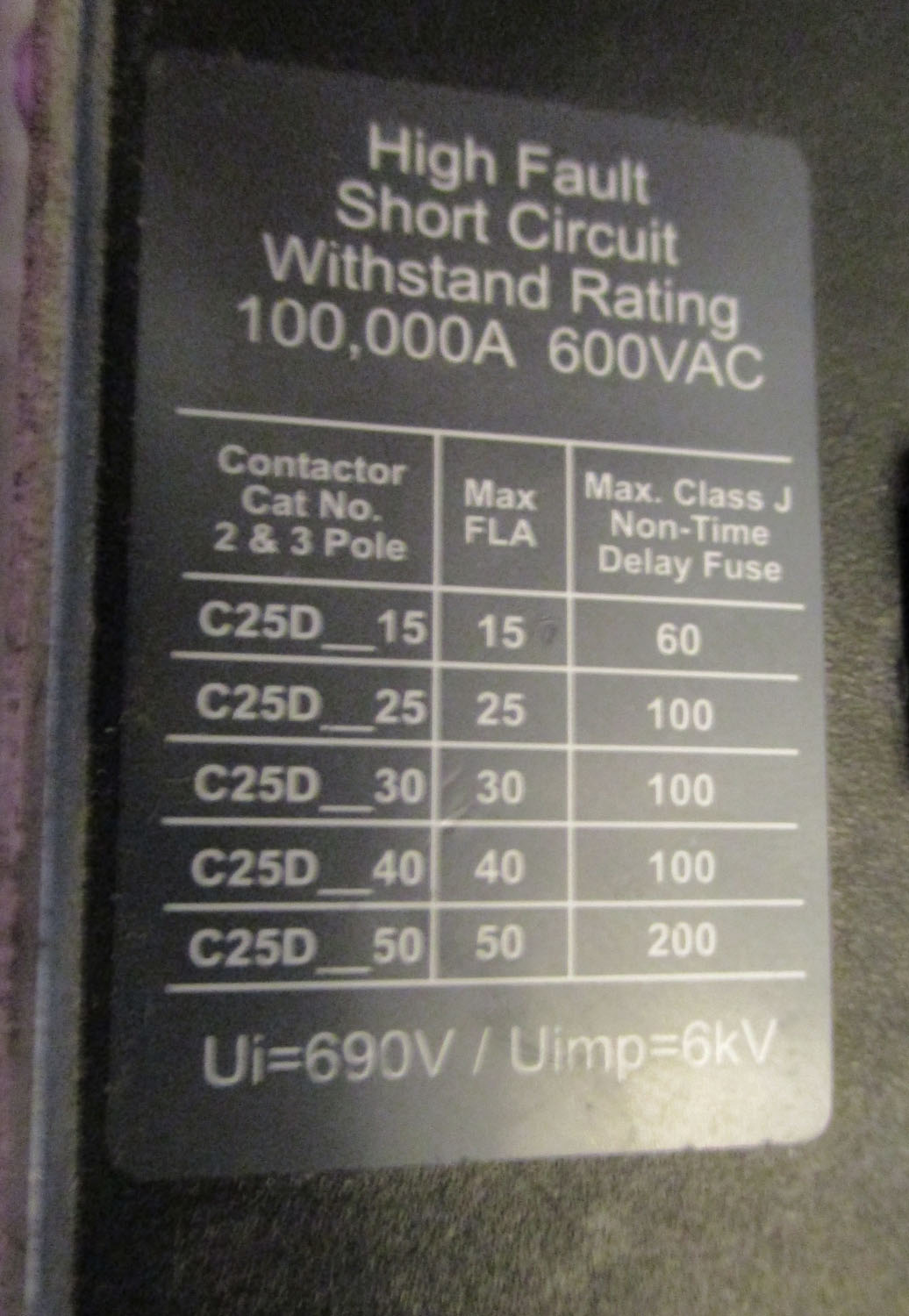 Contactor 3 Pole Defined Purpose 40Amp 115-575V 3-20Hp