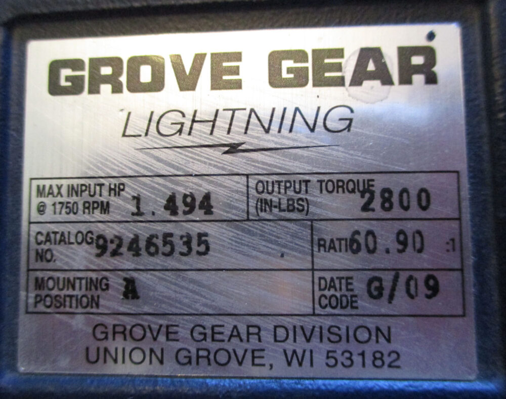 Gear Reducer In-Line Grove Gear 60.90:1 - Dairy Train