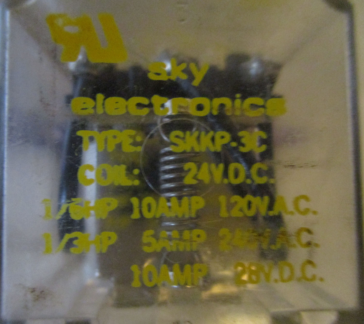 Relay 24-28Vdc 120-240Vac 10-5 Amp 1/6-1/3Hp