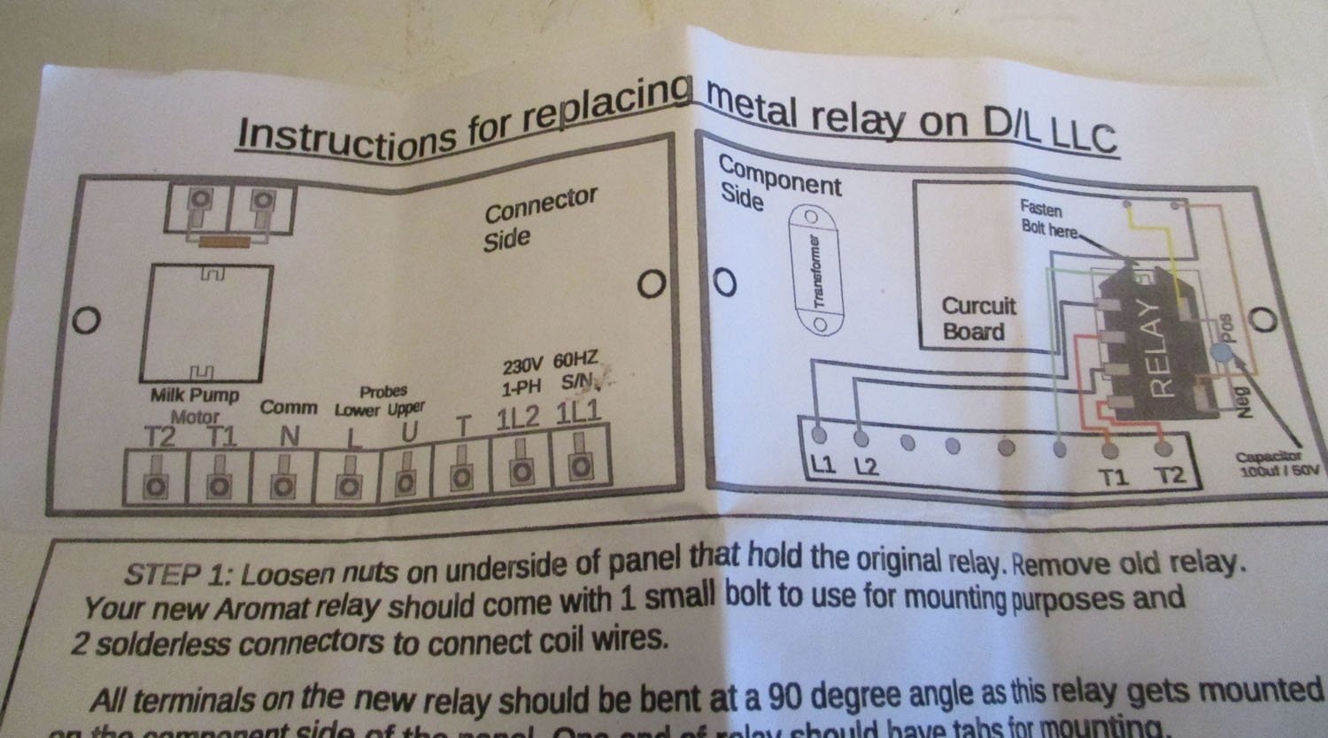 Relay For Liquid Level Control With Start Capacitor 100Μf 50V