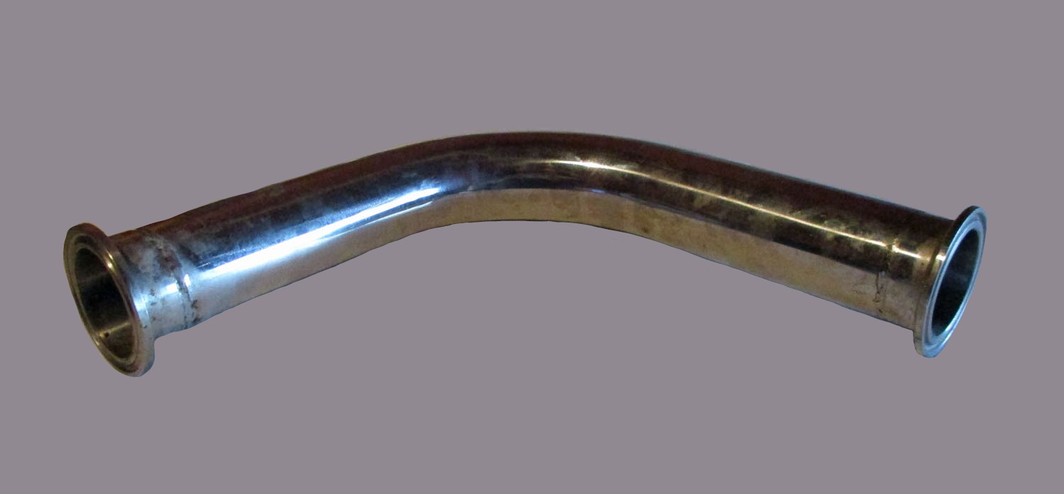 Pipe 1 1/2", w/90° Bend & Tri-Clover Ferrules 12"L x 5 1/2"W 4 Pipe 1 1/2", w/90° Bend & Tri-Clover Ferrules 12"L x 5 1/2"W