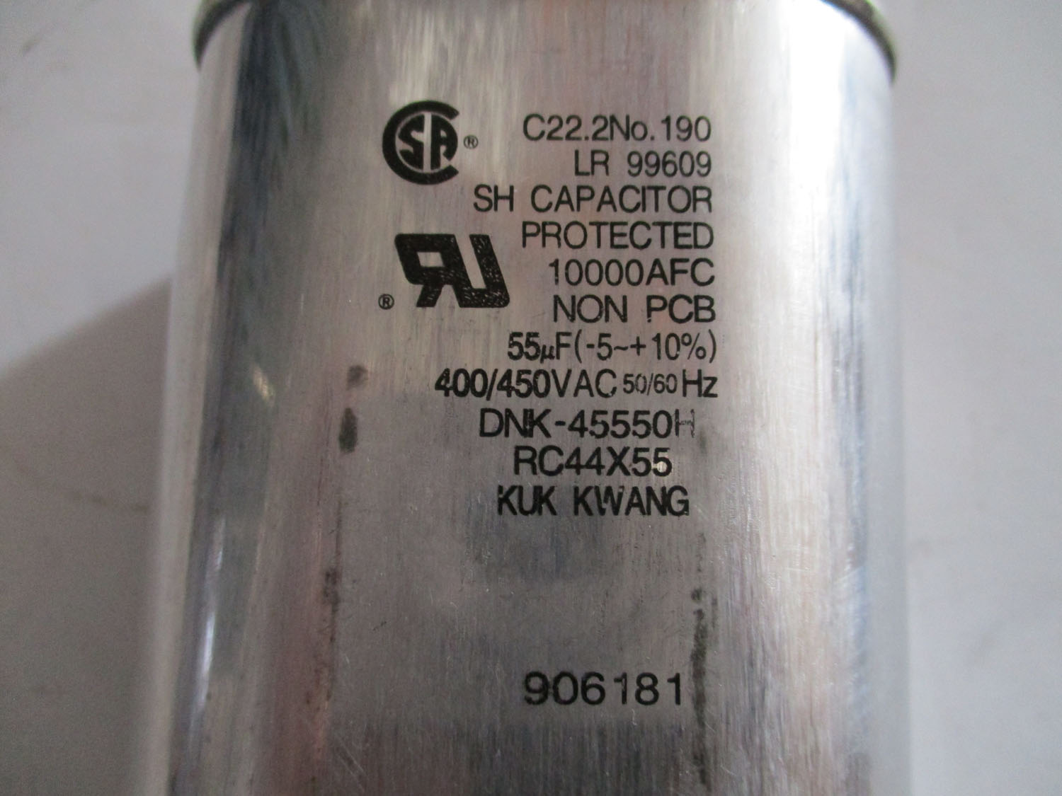 Capacitor Run 55µF 400-450VAC RC44X55 4 Capacitor Run 55µF 400-450VAC RC44X55
