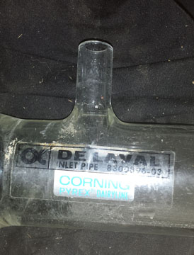 Pipe Glass 2&Quot; Delaval 84&Quot;L W/Nipple 2 1/2&Quot; From End