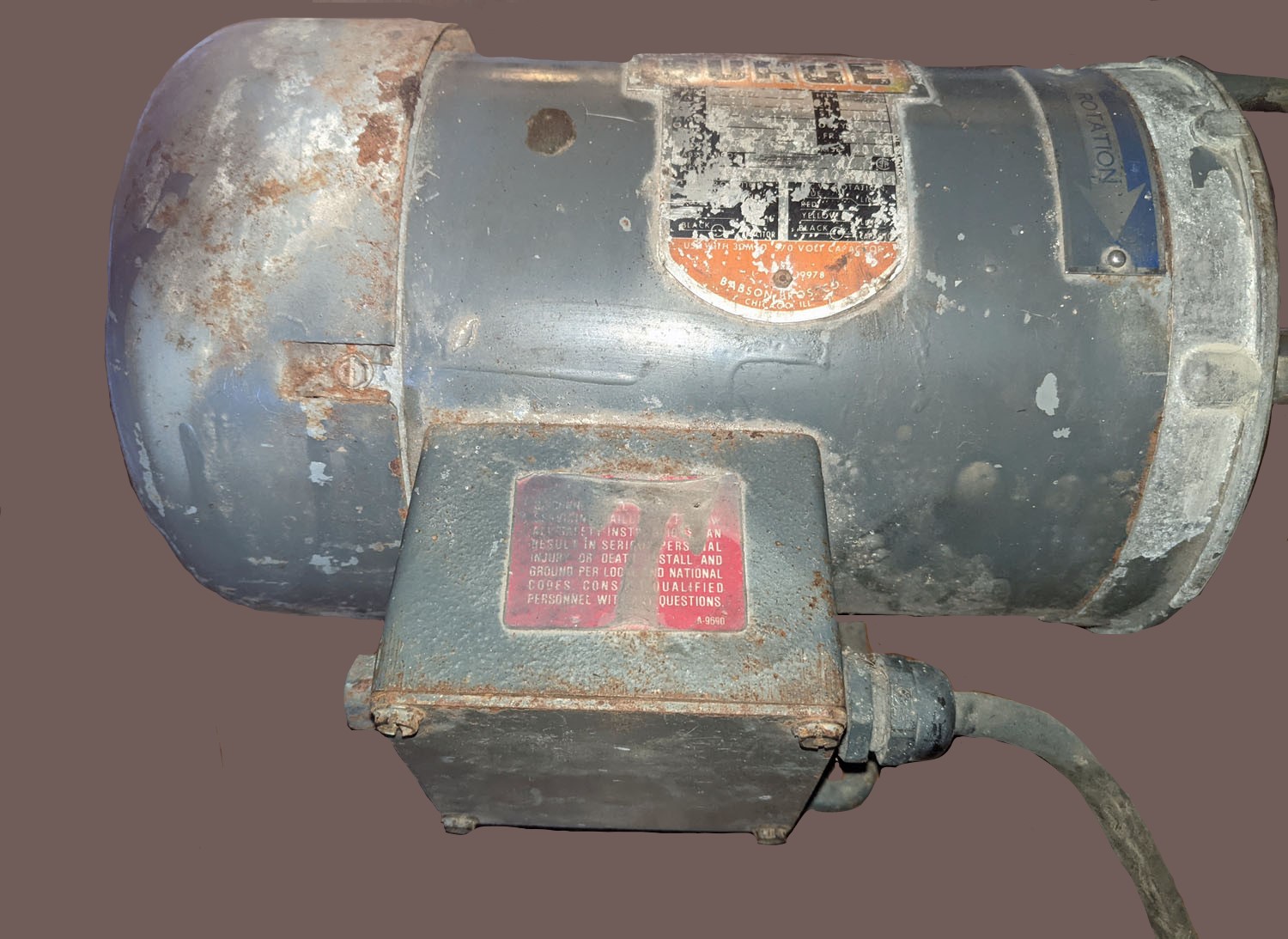 Motor Single Phase .75Hp, 230V, Tested/Inspected W/New Run Capacitor
