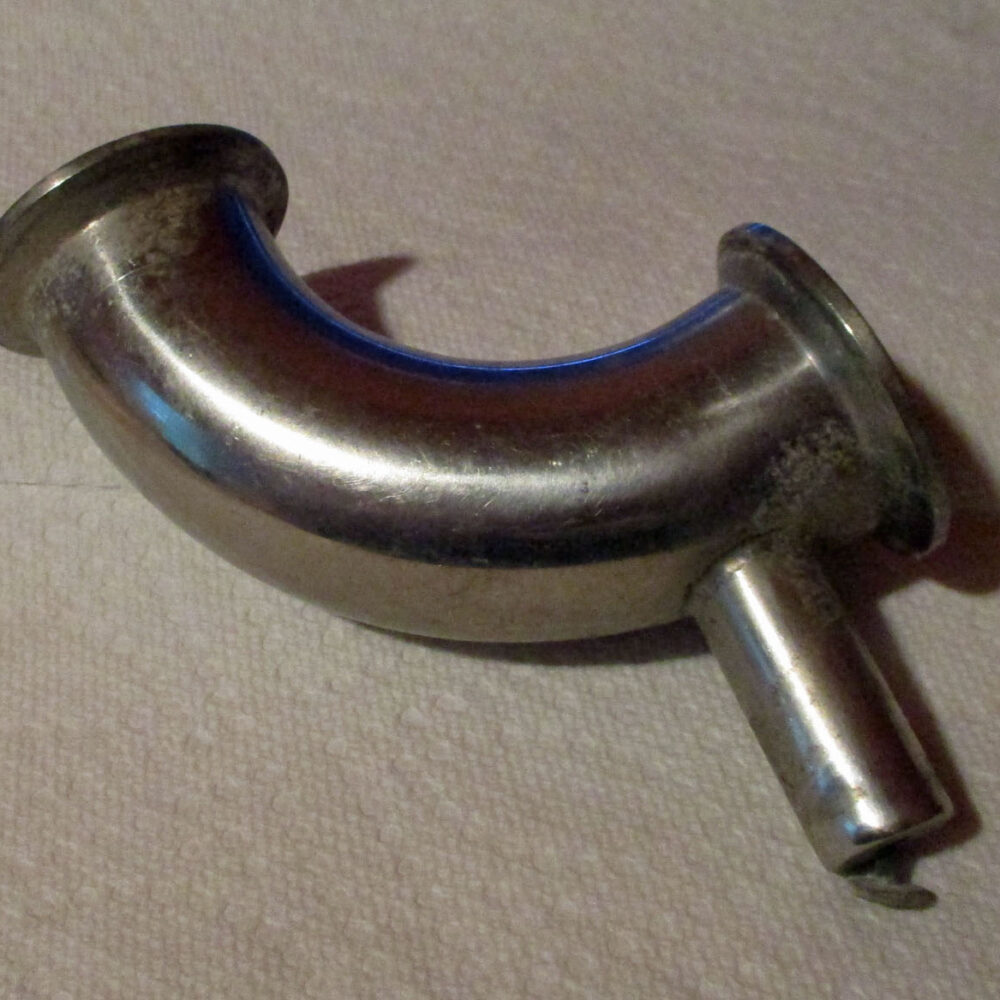 Elbow 90° w/Vented Nipple 1 1/2" Pipe w/Tri-Clover Ferrules 5 7/16"L