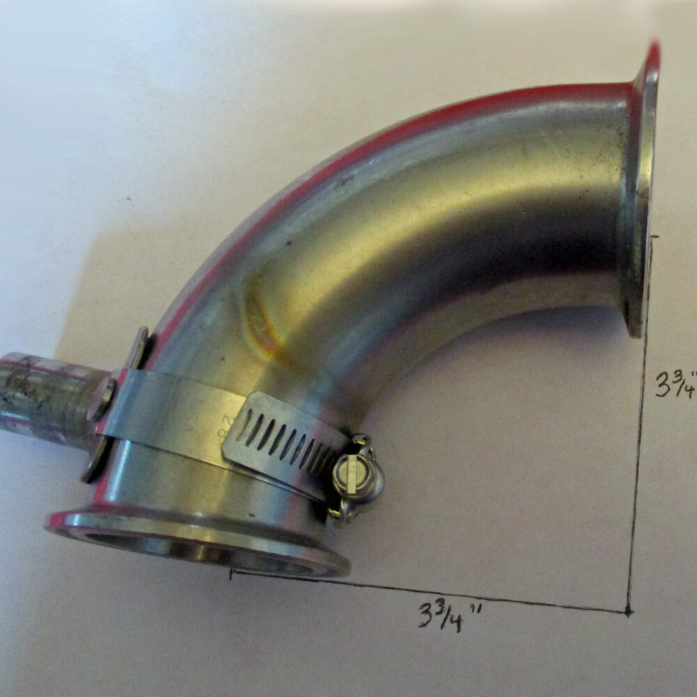 Elbow Drain 2" 90° SS w/ Clamp-On Nipple