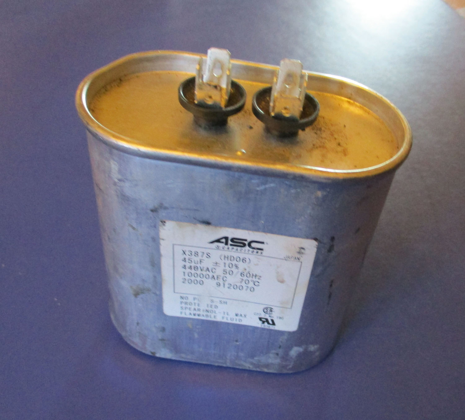 Capacitor Run 45µF 440VAC X3875 3 Capacitor Run 45µF 440VAC X3875